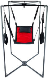 Kit Sling - piros-fekete szövet hordszíj fekete kerettel