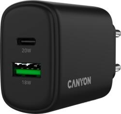 CANYON Адаптер за Захранване CANYON charger OnCharge 200 20W 1xPD 1xQC EU Black (CNE-CHA200-31)