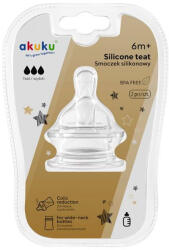  Akuku Etetőcumi széles szájú cumisüveghez szilikon széles szájú (méret: ) 6 + hó (2 db/cs) - babybear