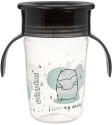 AKUKU Tanulópohár szilikon itatócsőrrel, 360°-os, pandamaci, fekete füllel - babybear