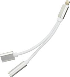 Partner Tele. com Haffner PT-4110 Lightning - 3.5mm Jack audio + Lightning csatlakozós ezüst adapter (5901737400680) (5901737400680)