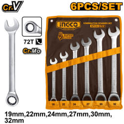 INGCO Set chei combinate cu clichet 6 piese 19-32 mm CrV (HKSPAR1061)