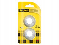 3M Scotch kétoldalas ragasztószalag, 12 mm x 6, 3 m, utántöltő, 2 szalag/csomag (2064573)
