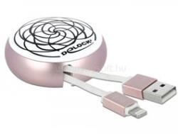 Delock USB 2.0 behúzható kábel A-típusú Lightning 8 tűs (fehér / halvány rózsaszín) (DL85817) (DL85817)