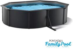 Pontaqua Family Pool ovális 4, 9x3, 6x1, 2 antracit, 0, 4mm PVC fólia, 2 gégecső, szkimmerrel, befúvóval (MSA_213)