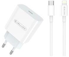 Jellico AK180 hálózati töltő adapter PD 20W 1xUSB-C + USB-C - Lightning kábel fehér