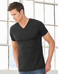 Bella Canvas Uniszex rövid ujjú póló Bella Canvas Unisex Triblend V-Neck T-Shirt S, Szénszürke-Fekete Triblend