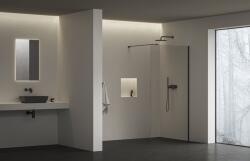 RAVAK Air Wall 90 cm Walk-In zuhanyfal Transparent üveggel, fekete GW9W70300Z1C (GW9W70300Z1C)