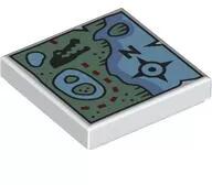 LEGO® 3068bpb2390c1 - LEGO fehér csempe 2 x 2 méretű, térkép mintával (3068bpb2390c1)