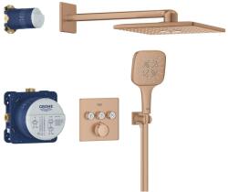 GROHE Grohtherm SmartControl falsík alatt zuhanyrendszer Rainshower SmartActive 310 Cube fejzuhannyal, Brushed Warm Sunset 34864DL0 (34864DL0)