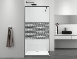 Sanotechnik SMART zuhanyfal, részben mintás üveggel, matt fekete, 115 cm DC115B (DC115B)