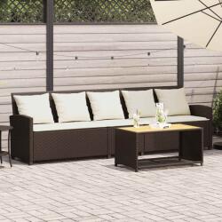 vidaXL 5 személyes barna polyrattan kerti kanapé párnával (4104113) - pepita