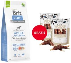 Brit Care Dog Sustainable Adult Large Breed Chicken & Insect 12 kg + WOOLF Chicken And Rawhide Twister 2 x 100 g AJÁNDÉKBA