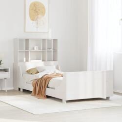 vidaXL fehér tömör fa könyvespolcos ágy matrac nélkül 90 x 190 cm (3323828)