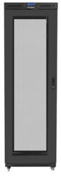 Lanberg 19" szabadon álló rack szekrény 47U/800X1000 perforált ajtó, lapraszerelt, LCD kijelző, fekete V2 FF01-8047-23BL (FF01-8047-23BL)