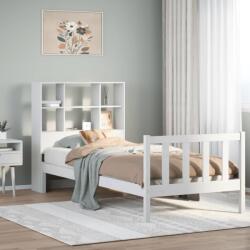 vidaXL fehér tömör fenyőfa könyvespolcos ágy matrac nélkül 90 x 200 cm (3321699) - vidaxl