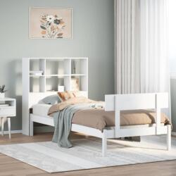 vidaXL fehér tömör fenyőfa könyvespolcos ágy matrac nélkül 90 x 190 cm (3321795)