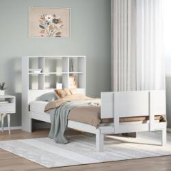 vidaXL fehér tömör fenyőfa könyvespolcos ágy matrac nélkül 90 x 200 cm (3322661)