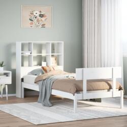 vidaXL fehér tömör fenyőfa könyvespolcos ágy matrac nélkül 90 x 200 cm (3321803)