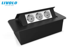 LIVOLO Carcasa prize incorporabile birou cu 3 prize 2M, Neagra (VL-SHS013-C1EU-B)