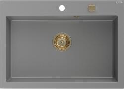 Mexen Elix, 1 tálos gránit mosogató 700 x 500 mm, szürke, arany szifon, 6526701005-71-G (6526701005-71-G)