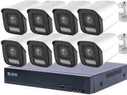  8MP H. 265x IP POE SWITCH 8db-os 4mm BULLET Kamerás Biztonsági Rendszer IP66 Vízálló Éjjel Nappal színes látás Hangrögzítés