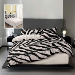 Pucioasa Lenjerie de pat dublu din finet, cearceaf pilota 200x220cm, set 6 piese, dungi zebra