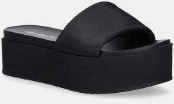 Calvin Klein Jeans papucs FLATFORM SANDAL SLIDE IN NYLON fekete, női, platformos, YW0YW01791 - fekete Női 39
