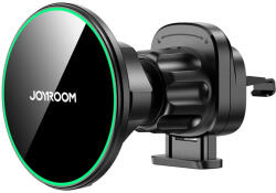 JOYROOM JR-ZS412 Autós Tartó + Qi2 15W Mágneses Töltő - Szellőzőrácsba - Fekete (JR-ZS412)