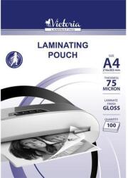 Victoria Meleglamináló fólia, 75mikron, A4, fényes, VICTORIA, 100db/cs (627308)