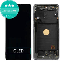 Samsung Galaxy Note 10 Lite N770F - LCD Kijelző + Érintőüveg + Keret (Aura Black) OLED, Aura Black