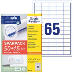 Avery Etikett címke, 38x21, 2mm, univerzális, 65 lap, 65 címke/lap Avery, fehér (6121-65) - web24