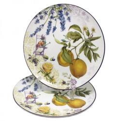 Queen Isabell Citromos - levendulás porcelán desszertes tányér szett - 2 darabos - 20, 5 cm (IMO-PP-W24LM28-2-15415)