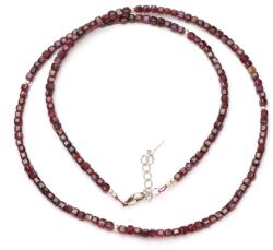  Colier din Granat Natural Cub Fatetat 2x2 mm - Cristalul Energiei si Armoniei Interioare - Accesorii de Argint 925