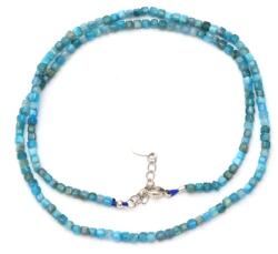  Colier din Apatit Albastru Cub Fatetat 2x2 mm - Cristalul Linistii si Echilibrului Energetic - Accesorii Argint 925