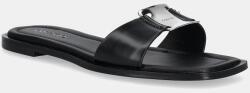 Calvin Klein bőr papucs FLAT SLIDE W/CK HW BIG - LTH fekete, női, HW0HW02482 - fekete Női 38