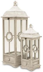 Art-Pol Fakeretes üvegezett krémfehér 2db-os lantern lámpás szett 88x28x28 / 57x21x21cm (108683)