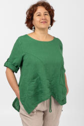 SHOPIKA Bluza din in verde, asimetrica, cu siret pe fata Talie unica