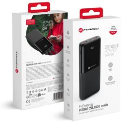 Forcell P20k1 F-Energy Powerbank 2 x USB-A + USB Type-C, 20000mAh, 20W, PD3, QC3, fekete (P20k1) (P20k1)