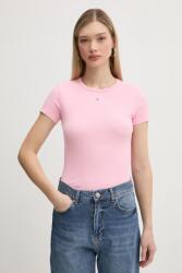 Tommy Jeans t-shirt női, bézs, DW0DW17383 - rózsaszín XL