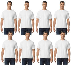 Gildan 8 db-os pólócsomag Gildan GI3000 körkötött rövid ujjú férfi pamut póló, White-2XL (CS8-gi3000wh-2xl)