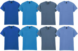 Gildan 8 db-os, 4 színes csomagban Gildan kereknyakú pamut póló, Carolina Blue, Royal, Indigo Blue, Sapphire-2XL (GI5000vro4-2XL-8)
