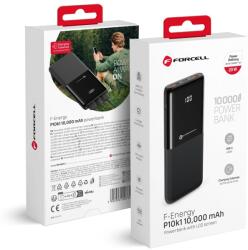 Forcell P10k1 F-Energy Powerbank 2 x USB-A + USB Type-C, 10000mAh, 20W, PD3, QC3, fekete (P10k1) (P10k1)