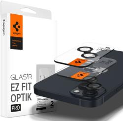 Spigen iPhone 14 / 14 Plus / 15 / 15 Plus Kameravédő Üvegfólia - Spigen Glas. tR EZ Fit Optik Pro - Fekete x 2 db (AGL05213) (AGL05213)