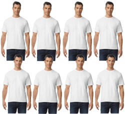 Gildan 8 db-os pólócsomag Gildan GI3000 körkötött rövid ujjú férfi pamut póló, White-XL (CS8-gi3000wh-xl)