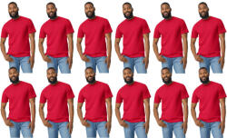 Gildan 12 db-os pólócsomag Gildan GI3000 körkötött rövid ujjú férfi pamut póló, Red-XL (CS12-gi3000re-xl)
