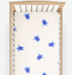 Goldea gyermek körgumis pamut lepedő kiságyba - tengeri teknősök 60 x 120 cm