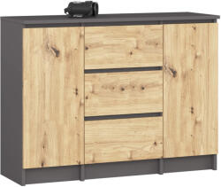 AKORD K100 Klasszikus Komód Laminált Grafit-Artisan Tölgy (AKO-KOMMK1002D3SZGRAARTPK) - prodis