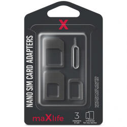 Maxlife Adaptor SIM MaXlife, 4in1, Negru