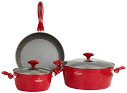 BOHMANN Set cratite din aluminiu forjat + tigaie Bohmann BH-7355, 5 piese, interior marmorat, inductie